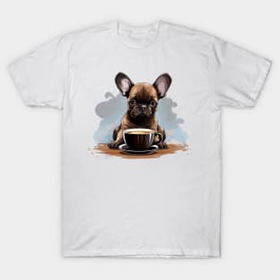 French Bulldog Drinking Coffee T-Shirt